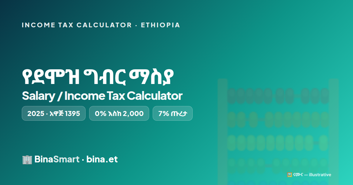 Ethiopia Income Tax Calculator (2025) — Salary After Tax | BinaSmart