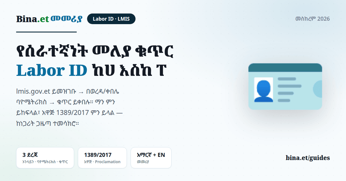 የሰራተኛነት መለያ ቁጥር (Labor ID) — LMIS Ethiopia guide | BinaSmart