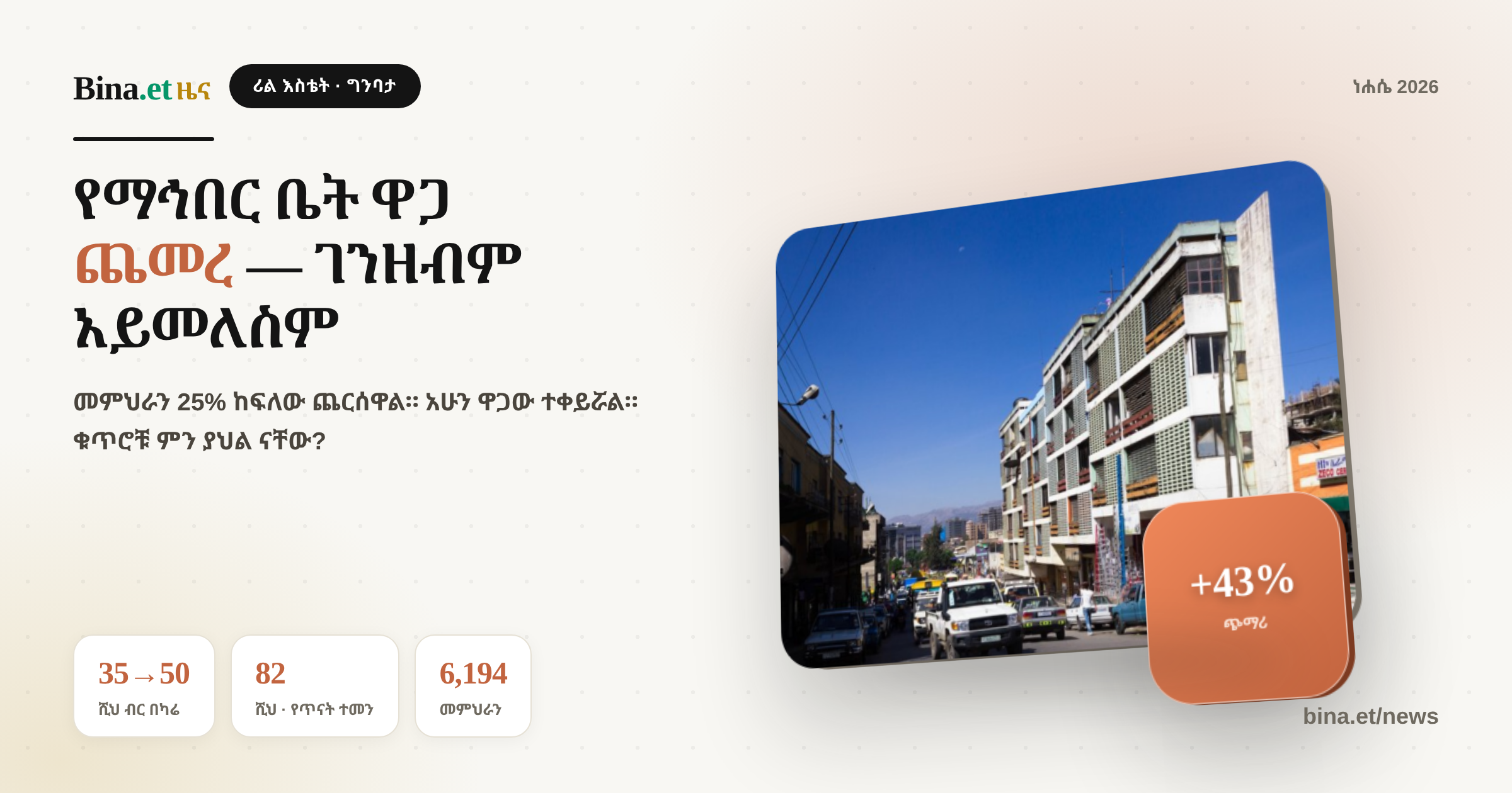 Addis Raises Cooperative Housing Base Price to 50,000 Birr per m² — Teachers Told Deposits Won't Be Refunded